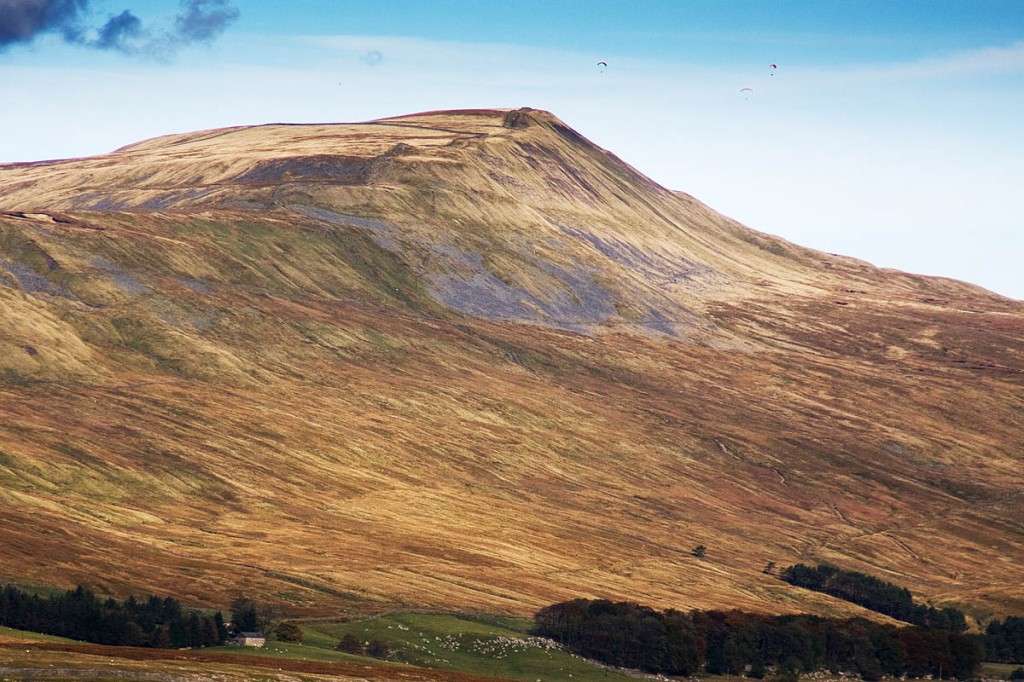 The paraglider crash landed on Whernside's summit ridge The paraglider crash landed on Whernside's summit ridge
