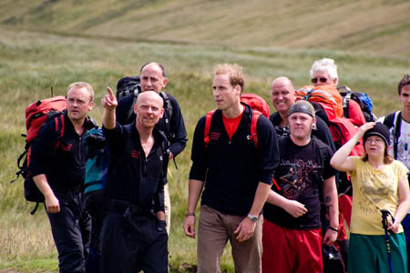 Prince William with mountain rescuers and members of the Centrepoint charity during last years ascent of Helvellyn