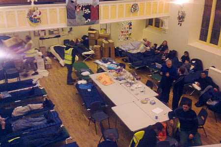 The scene at the church hall The scene at the church hall