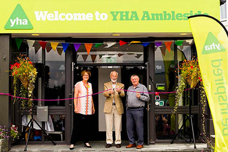 Sir Chris cuts the ribbon with YHA (England and Wales) chief executive Caroline White and chairman Chris Darmon Sir Chris cuts the ribbon with YHA (England and Wales) chief executive Caroline White and chairman Chris Darmon